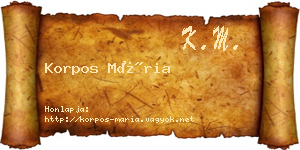 Korpos Mária névjegykártya
